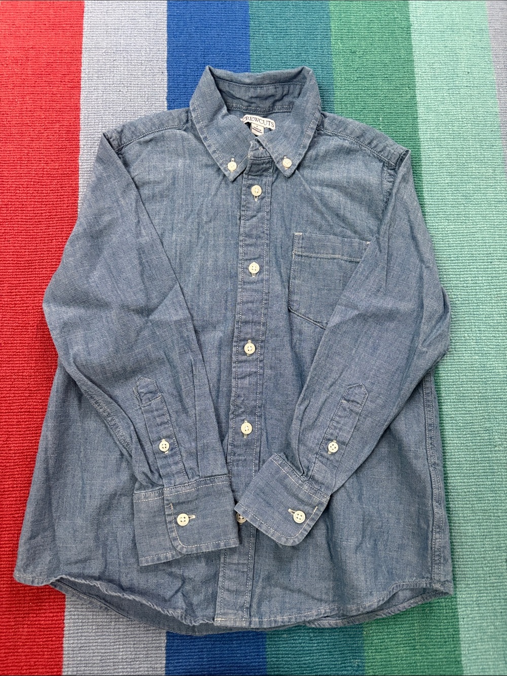 Crewcuts Boys Blue Chambray Button-Down Shirt